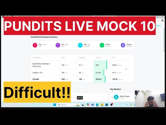 PUNDITS CGL2024MAINS MOCK TEST -10 TODAYsolutions21-22Dec️How to doanalysis#oliveboard#ssc#maths