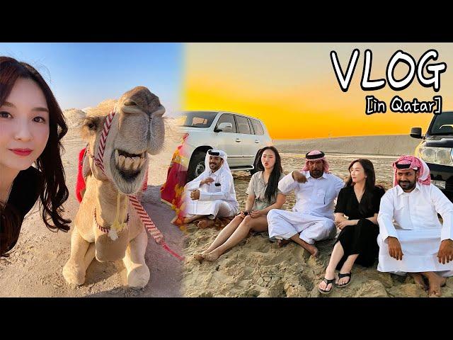 Ep2.  I took perfect photos at the Qatar desert tour ㅣQatar, Doha tour, sand boardㅣHamzy Vlog