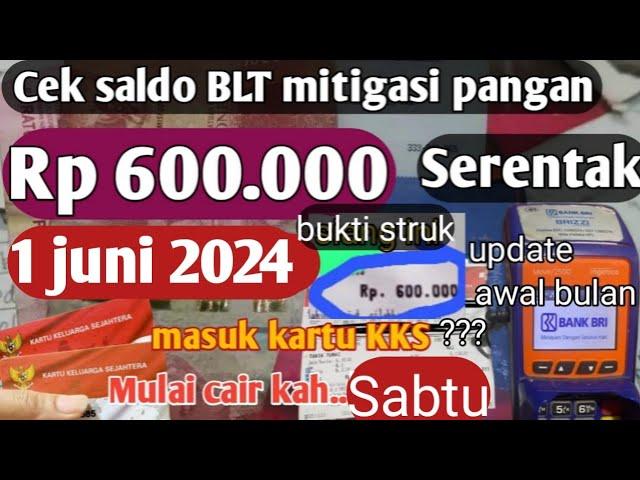 PKH hari ini, Hasil cek Saldo serentak BLT mitigasi resiko pangan Rp 600.000 1 juni 2024