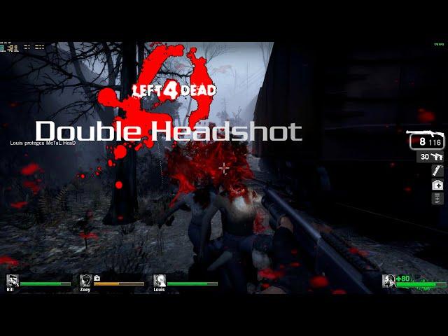 Left 4 Dead : double Headshot with The Shotgun (Slow Motion)