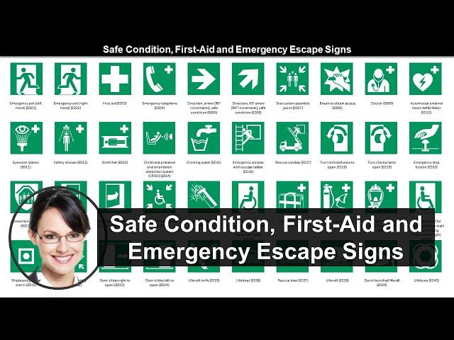 Safe Condition, First-Aid and Emergency Escape Signs | Health and Safety at Work | Animated Sings