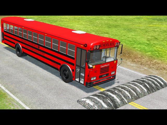 Bus vs Deep Water - Speed Bumps - Truck Bus Rescue - Train vs Cars - BeamNG.Drive