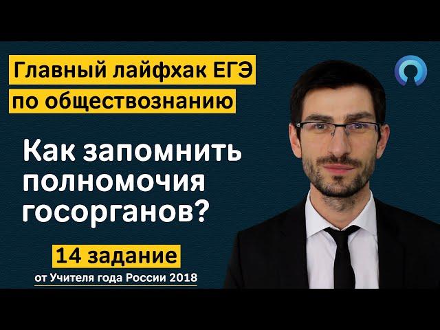 Главный лайфхак ЕГЭ по обществу - Как запомнить полномочия госорганов - 14 задание