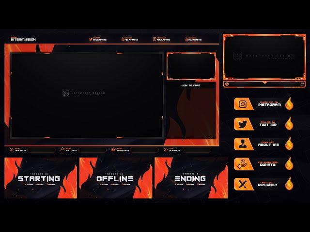 FLAME FREE STREAM OVERLAY TEMPLATE | PSD PACK