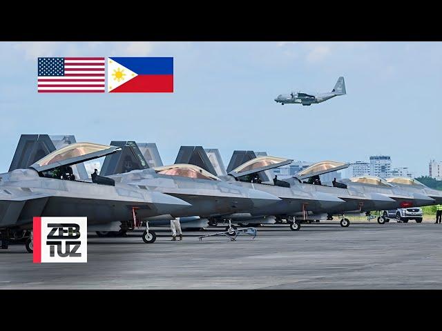 USAF & Philippine Air Force: Arrival Stealth F-22 Raptor During Military Exercise in The Philippines