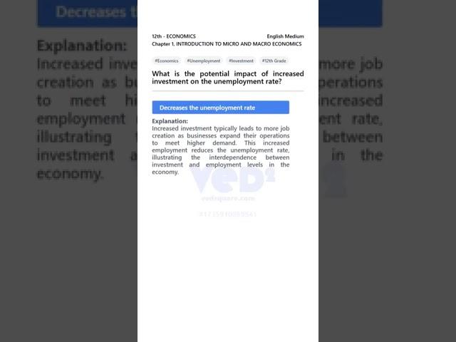Investment & Unemployment: Economics 12th