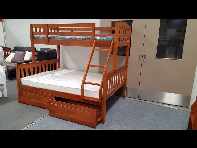 Miki Oak Double Bunk Bed Solid Hardwood - Furniture Place NZ