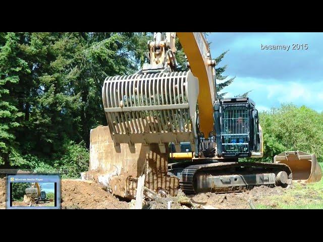 Kettenbagger Caterpillar 336 E vs. Fundament / Bagger im Einsatz