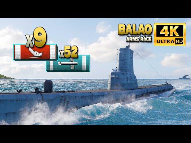 Submarine Balao: Exciting game with 9 destroyed ships - World of Warships