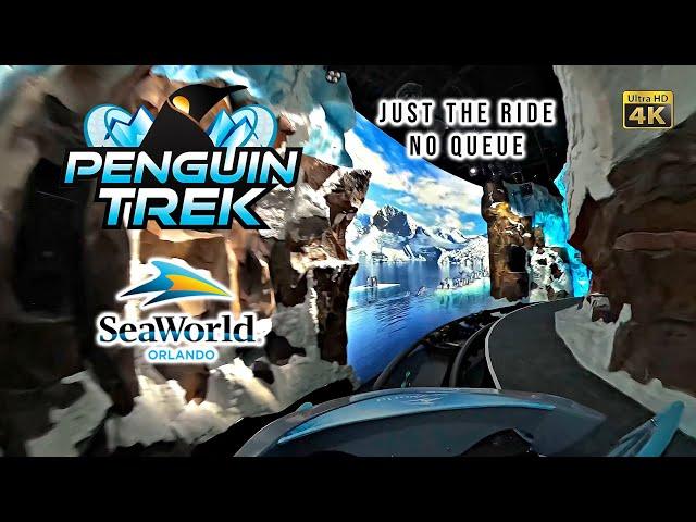 Ride Only Penguin Trek Roller Coaster On Ride Front Seat 4K POV SeaWorld Orlando 2024 07 05