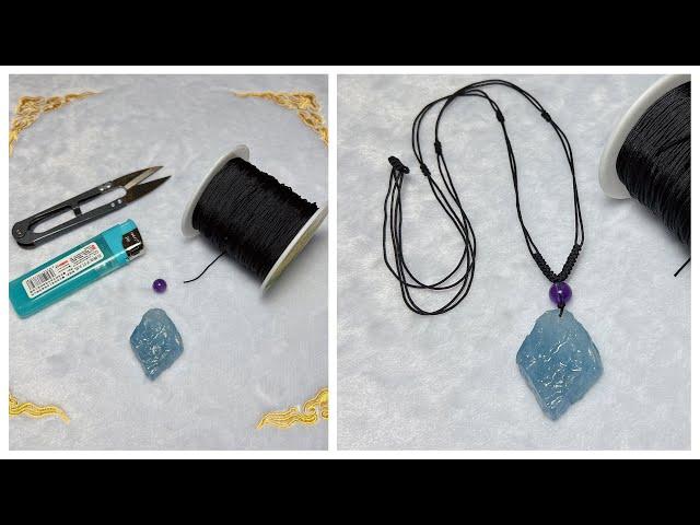 How to Make Aquamarine Raw Stone Pendant Necklace? Braided Style Jewelry Tutorial