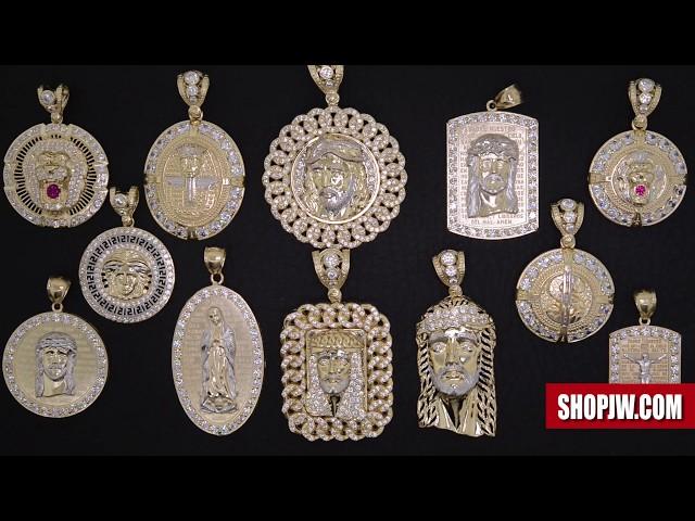 Men's 10k Gold Simulated Diamond Large Pendants || Shopjw