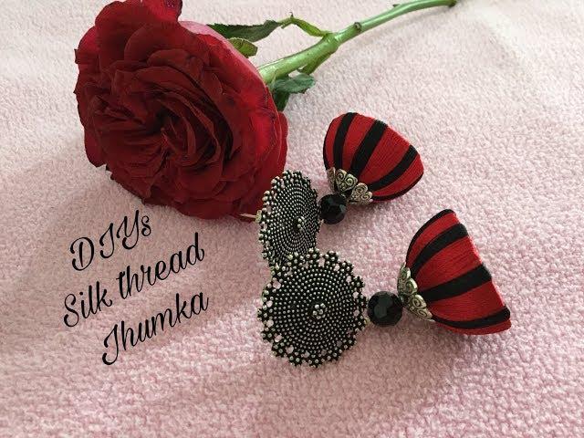 how to make Silk thread German silver jhumka
