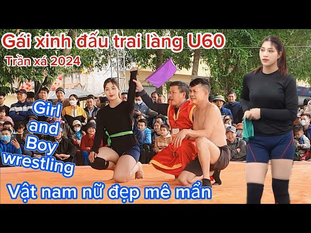 Vật nam nữ hay nhất 2024. Em gái xinh nhất làng vật thách đấu trai làng, Men and women wrestling