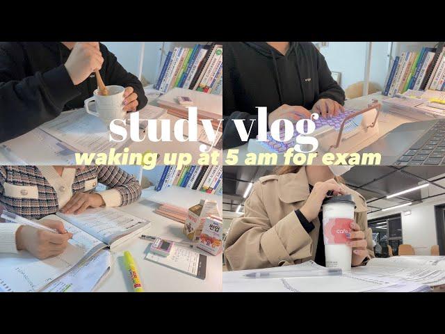 EXAM STUDY VLOG  | waking up at 5am | my realistic college life? in Korea 