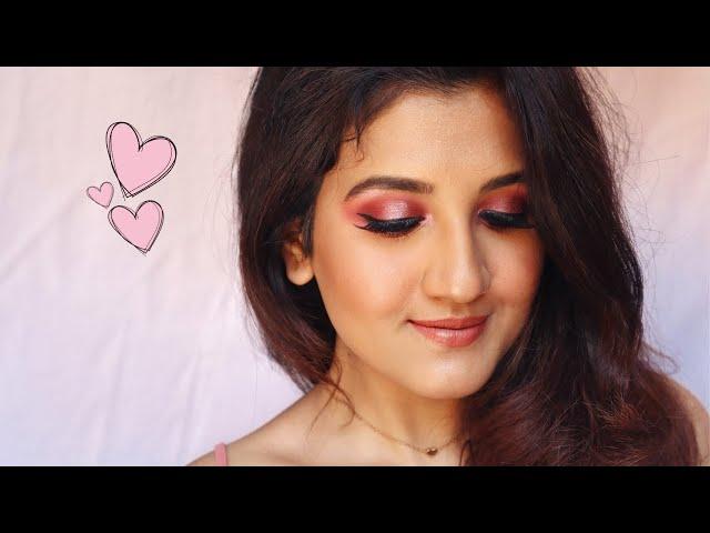 Valentine's Day Makeup Tutorial | HUDA BEAUTY Rose Gold Remastered Palette | Madhushree Joshi