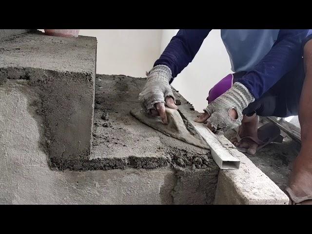 Correcting concrete stairs / Memperbaiki tangga beton