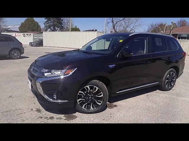 2018 Mitsubishi Outlander PHEV Ruby Black Pearl with Brown leather interior