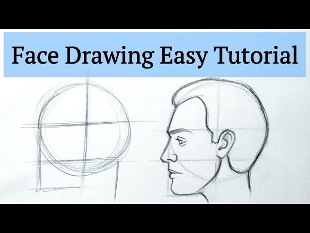 how to draw a face side view male Drawing  side face sketch EASY tutorial step by step for beginners