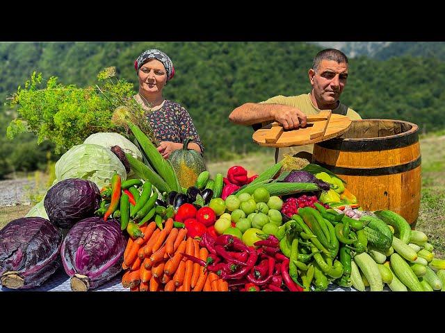 Storing and Cooking Vegetables according to the Old Rustic Method in a Barrel