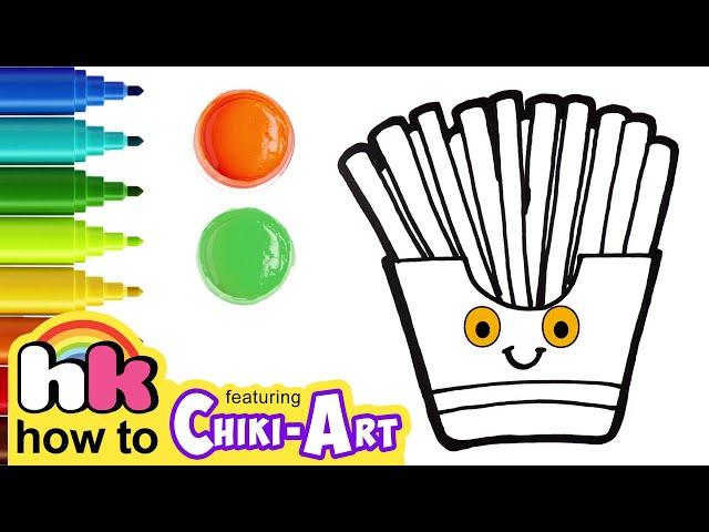 Chiki Art | French Fries Drawing & Coloring For Kids | Art Ideas For Kids | HooplaKidz How To