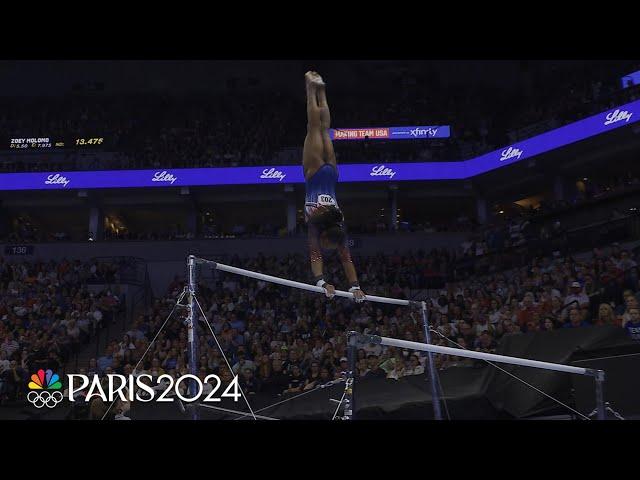 Shilese Jones competes on uneven bars, withdraws from rest of day's events | NBC Sports