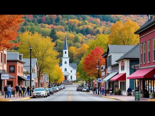 Autumn Walk in STOWE Vermont 2024 ️ New England Autumn Foliage Trip 4K