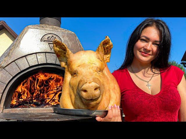 A Whole Pig's Head Fried in the Oven! A Real Delicacy For Meat Connoisseurs 