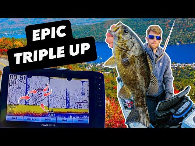 EPIC!!! The Boys TRILPE UP on HUGE SMALLMOUTH BASS in 100ft - Lake George NY