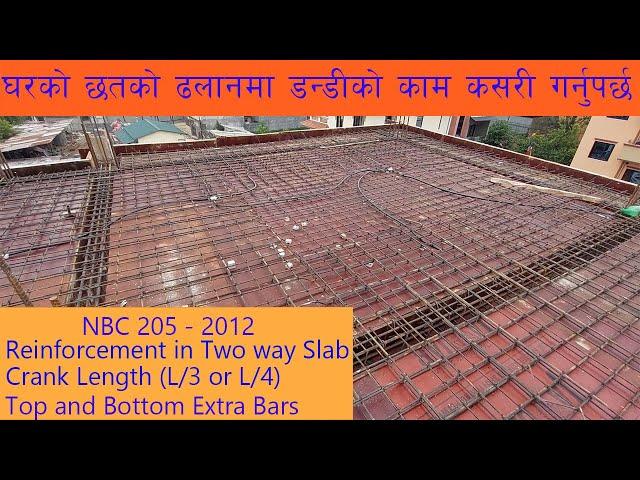 घरको छतको ढलानमा डन्डिको काम कसरी गर्नु पर्छ ? Reinforcement Details in Two Way slab-Crank and Extra