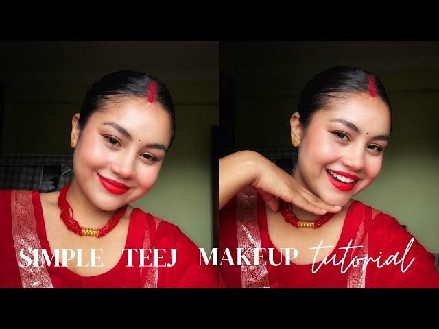 Easy & Simple Teej Makeup Tutorial | Quick Festive Look