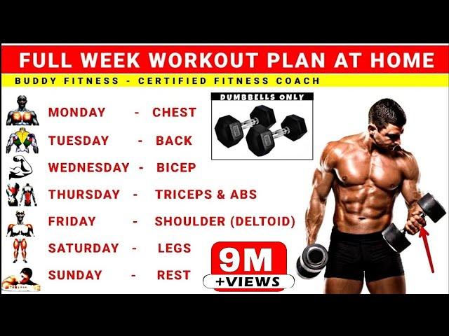 Full Week Workout Plan At Home With Dumbbells | No Gym Full Body Workout