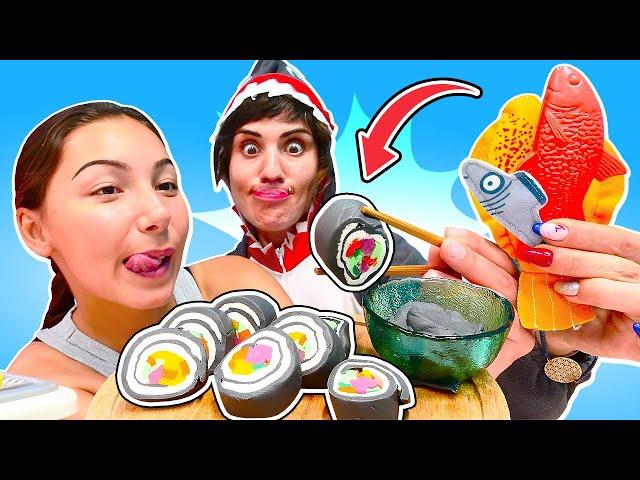 Play Doh Knete Video für Kinder mit Melis. Melis macht Sushi für den Hai. Kinder Atelier