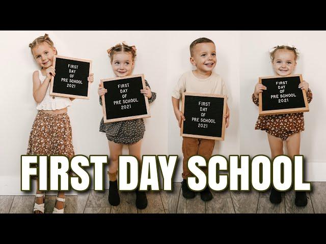 Triplets First Day of PreSchool! 4 Kids at Same School! Back to School 2021