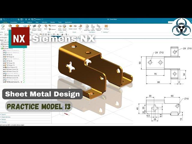 Siemens NX-Sheet Metal || Simple Practice Model 13 for Beginners