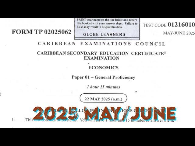 Economics 2025 May/June Paper 1 Answers | CSEC