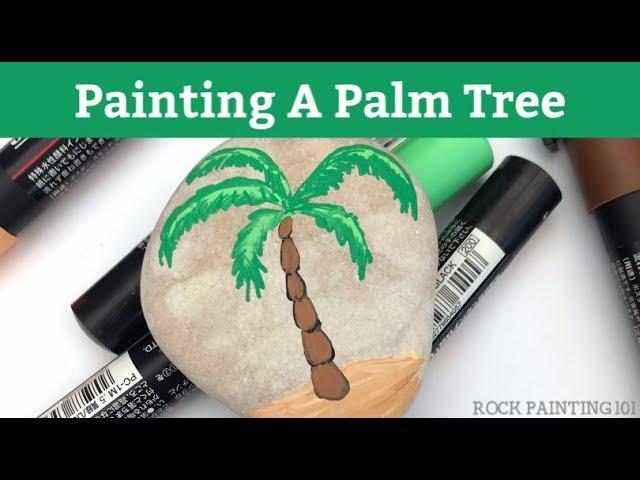 Paint Pen Palm Tree Rock Design for Beginners