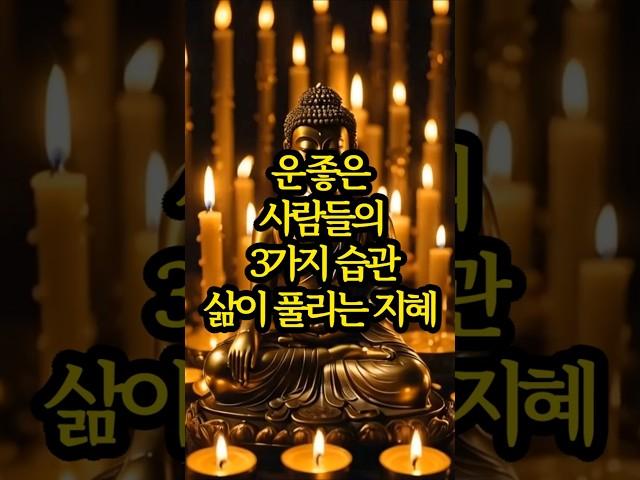운 좋은 사람들의 3가지 습관ㅣ부처님 말씀 한 줄ㅣ삶이 풀리는 지혜