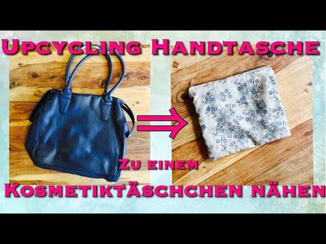 Kosmetiktäschchen nähen aus alter Handtasche Upcycling ohne Schnittmuster Innenfutter Recycling