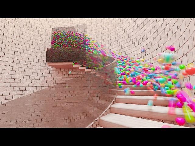 1 MILLION Balls on Stairs. Blender Rigid Body Simulation