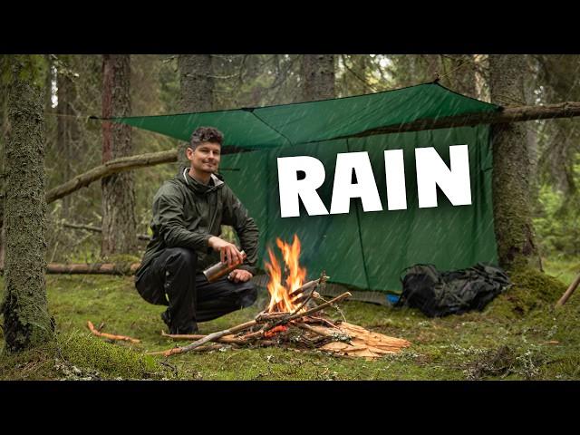 Rainy Camping, Tarp Shelter, Coffee From Springs, Day Hike