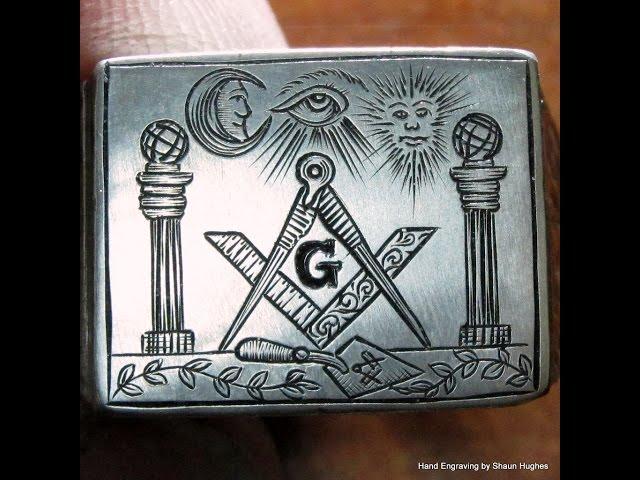 Hand Engraved Vintage Silver Masonic Ring by Shaun Hughes