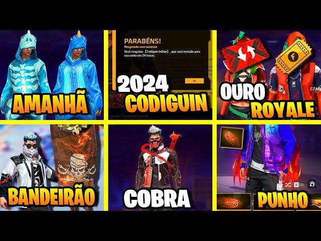 OURO ROYALE, SKIN TOKEN FF, NOVO DIAMANTE ROYALE, CODIGUIN FF 2024, ATUALIZAÇÃO, CALENDARIO SEMANAL