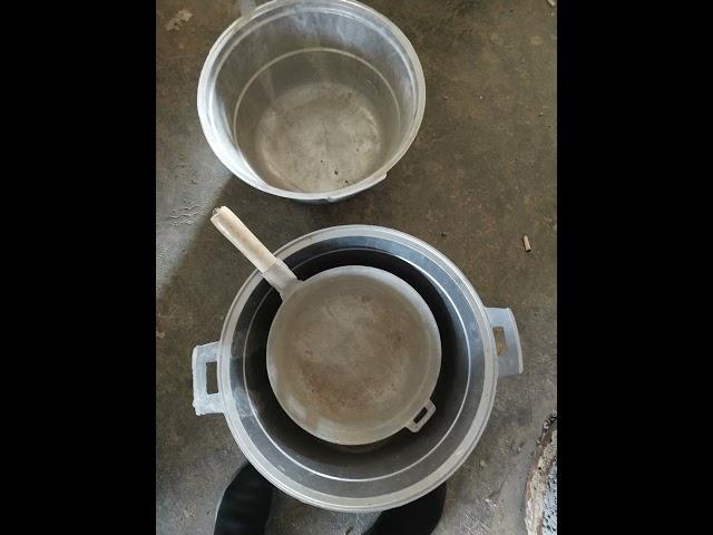 Aluminum pot molds in a warehouse