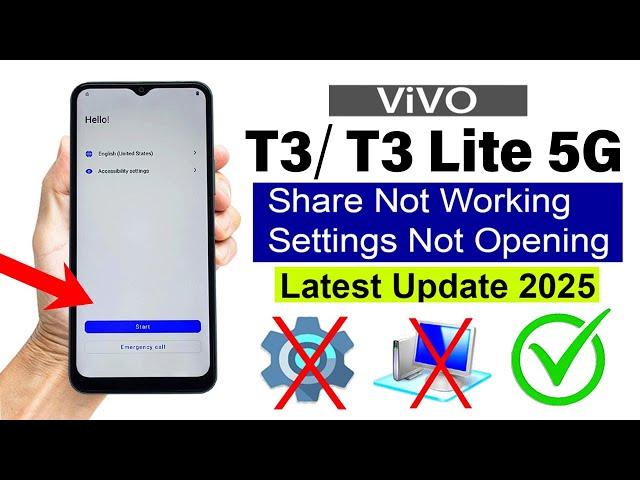 Vivo T3/ T3 Lite 5G : Settings Not Opening -  Google/ FRP Bypass - 100% Working (Without Pc)