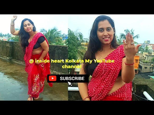 The fun of getting wet in the rain after wearing a saree is different  Bengali Vlog