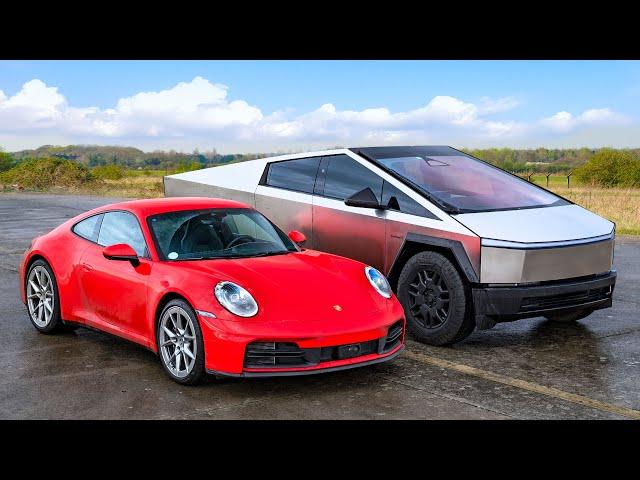 Новый Porsche 911 против Cybertruck: DRAG RACE