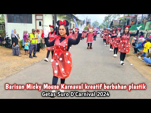 Kreatif..!! kostum karnaval micky mouse dari plastik di pawai karnaval Getas Suro D'Carnival 2024