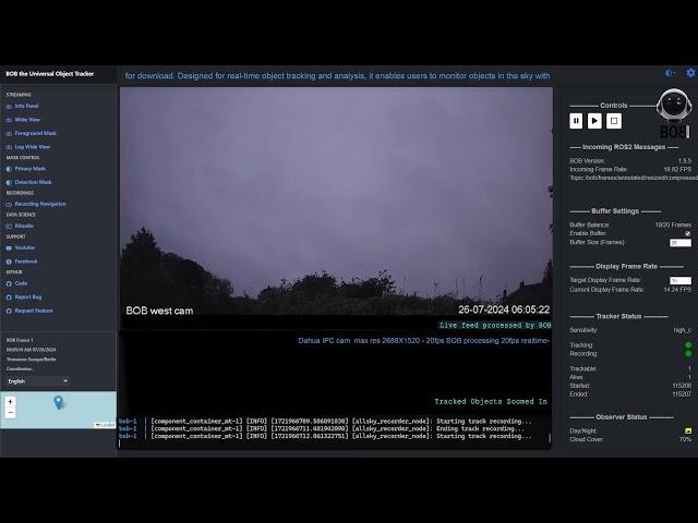 UAP UFO OVNI Tracking Software (BOB) Night Stream France 25/07/24 OPTIMIZED ver 1.5.5