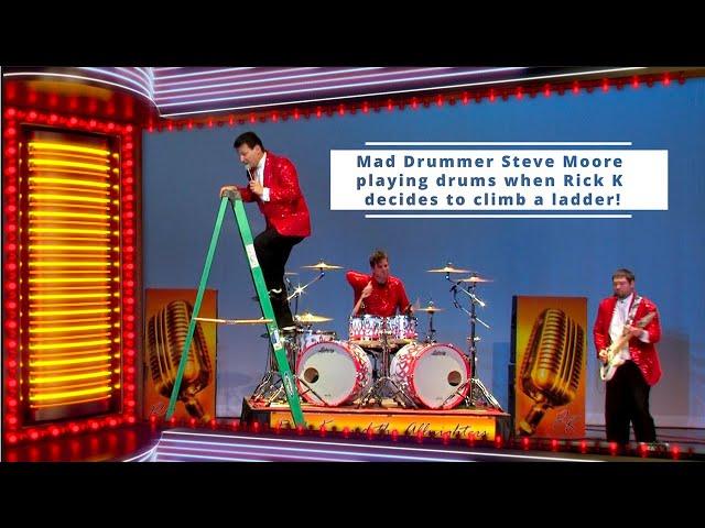 Mad Drummer Steve Moore is playing drums when Rick K decides to climb a ladder!?!?!